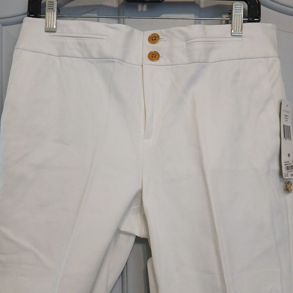 Lauren Ralph Lauren 8P The Cliffs Cropped Pants White Stretch NWT Quiet Luxury